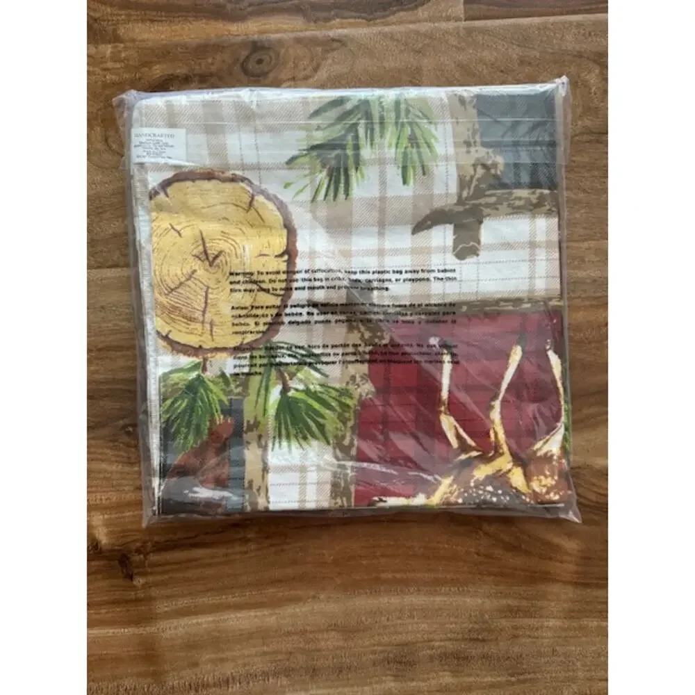 C&F Home Rustic Cabin 4 Napkins Set Fox Deer Bear Woods 20x20- NWT